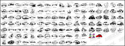 132 y negro clsico coche blanco de dibujos animados de material vector patrn