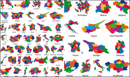 Silueta del mapa de colores vector material -2