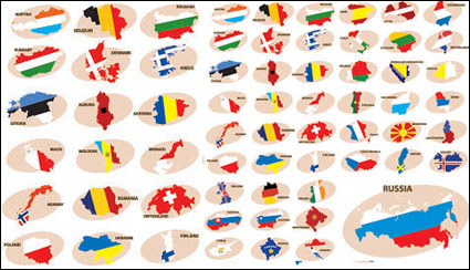 Silueta del mapa de colores vector material -1