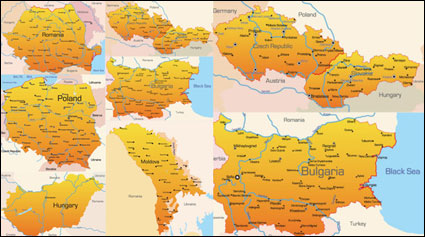 Europa del Este Mapa Geogrfico - Vector