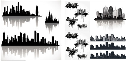 {silueta urbana de fro} material Vector