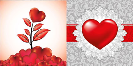 Elementos romntico da de San Valentn en forma de corazn - Vector