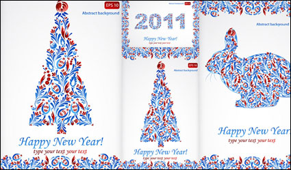 Patrones especiales para Navidad y un Feliz Año Nuevo 2011 Vector