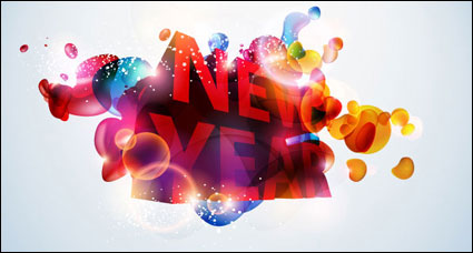 año nuevo vector de la palabra en tres dimensiones