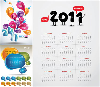 3 hermosos Calendario 2011 Vector