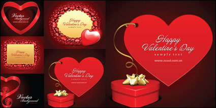 El amor romntico tarjetas de San Valentn vector material