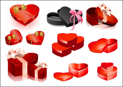 Da de San Valentn en forma de corazn caja de regalo vector de material