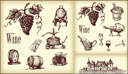 Lnea de dibujo vectorial vino