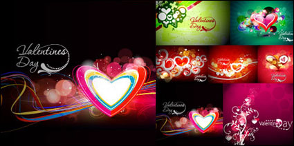 Tarjetas de amor colorido material de vectores