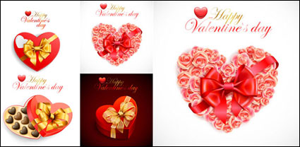 Da de San Valentn romntico en forma de corazn caja de regalo vector de material