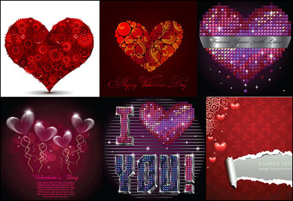 Varios patrn de amor romntico vector material