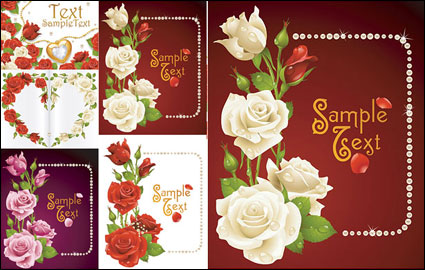 Tarjetas rosas vector de material