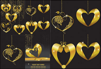 De oro en forma de corazn colgante vectorial