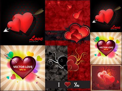 Da de San Valentn romntico saludo cartas de material de vectores