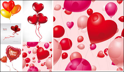 Romntico globos en forma de corazn vector
