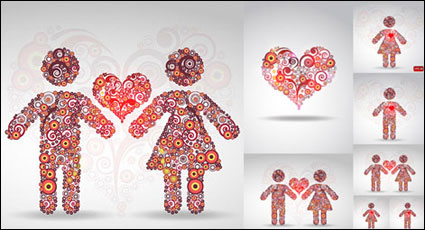 Patrn de crculo compuesto de amor vector de material