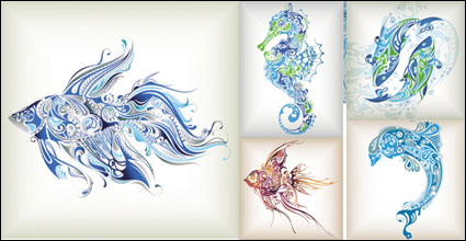 Delicada vida marina vector patrn