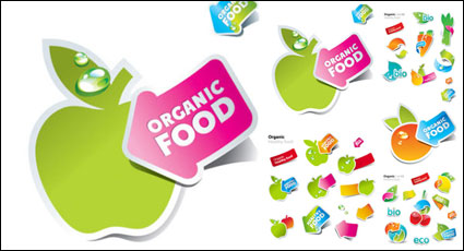 Cute pegatinas de las frutas y hortalizas Vector