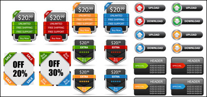+ + Los elementos de diseño Web comn de material de vectores+ +