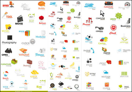 Una variedad de hermosos iconos - vector de material