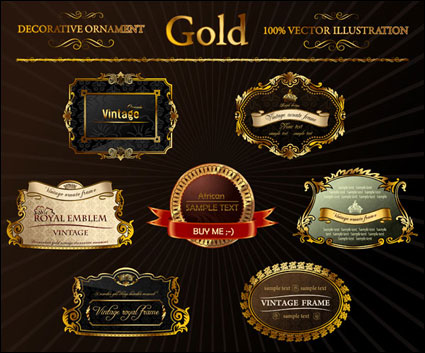 oro adornado vector etiqueta
