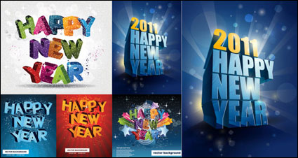 Feliz Año Nuevo, en tres dimensiones del vector