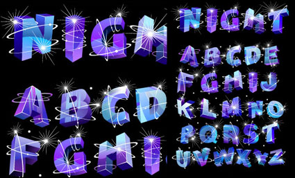Tres dimensiones del flash vector alfabeto