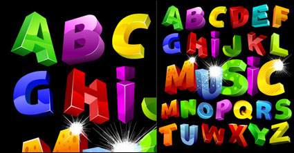 Colorido vector tridimensional alfabeto
