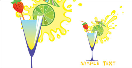 Vidrio y zumos de frutas de alta historieta 05 - Vector