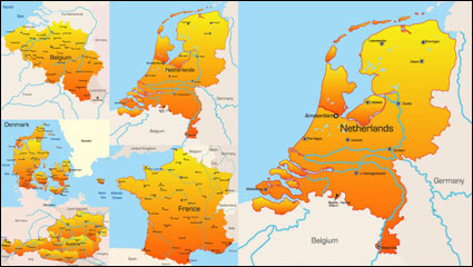 Mapa geogrfico de Europa 02 - vector de material