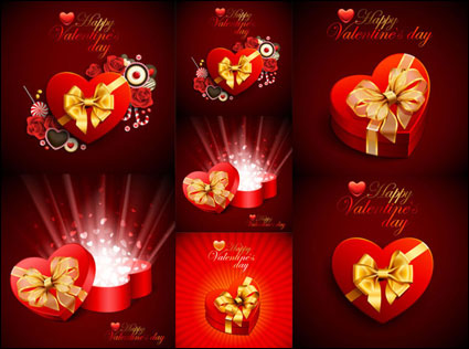 Hermosa forma de corazn caja de regalo - vector de material