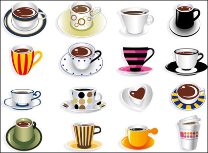 Todos los tipos de tazas de caf fino - Vector