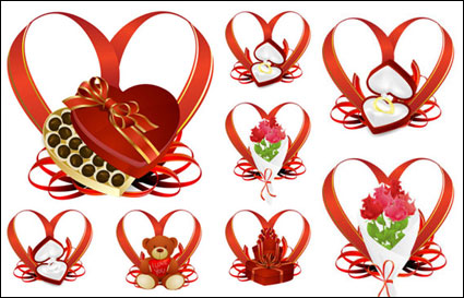En forma de corazn y de la cinta de regalo - Vector
