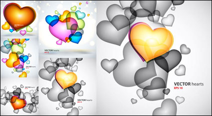Coloridos grficos en forma de corazn - Vector
