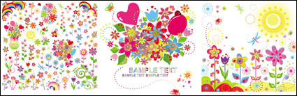 Niños ilustrador bellas flores - Vector