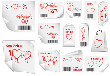 Da de las etiquetas de promocin de San Valentn - Vector