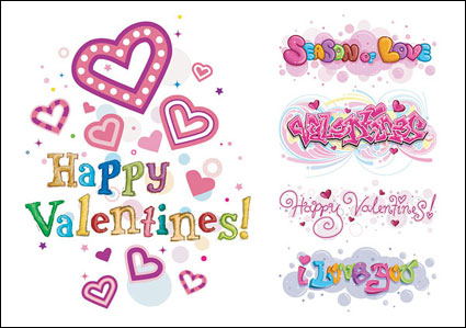 Vector Feliz Da de San Valentn material de arte de la palabra