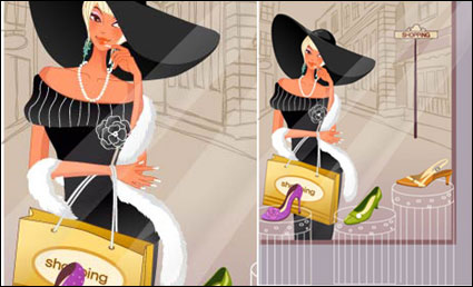 Moda mujer vector de material 5