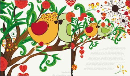 Dibujados a mano ilustraciones de pjaros del amor 03 - vector de material