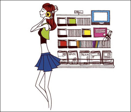 De dibujo vectorial simple niña de 7
