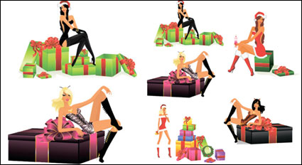 Sexy Christmas Girls - vector