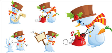 Lindo muñeco de nieve vector de material