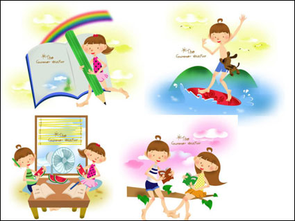 De verano para niños Vector 1
