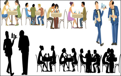 Vector personajes de dibujos animados restaurantes
