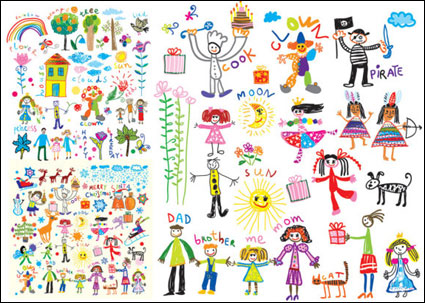 Ilustraciones vectoriales para los niños alegres