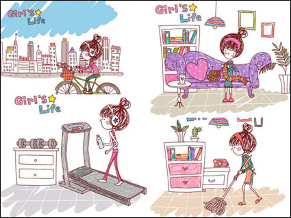 Vector de las niñas la vida