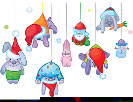 Lindo Santa Claus con conejo vector
