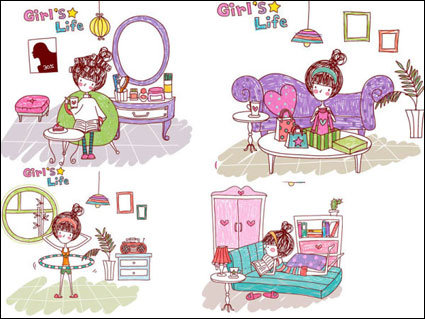 Vector de las niñas la vida
