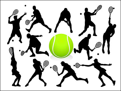 Accin Tenis cifras silueta del vector