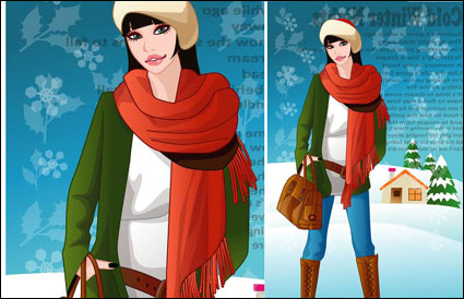 Vector mujer invierno